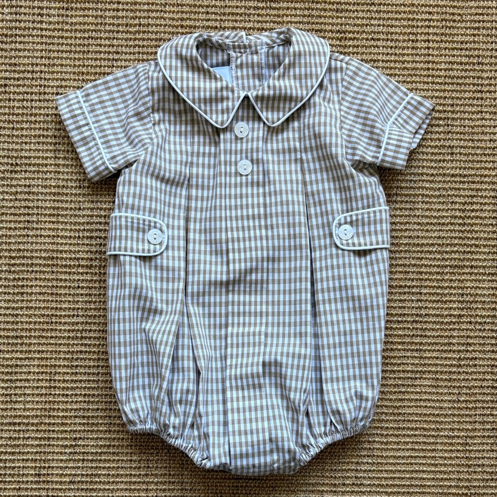 Little English 18m Taupe Gingham Bubble